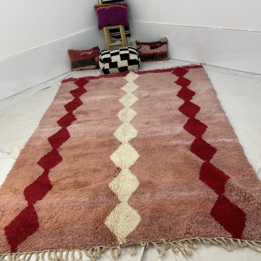 Moroccan Peach Beni Rug | BENIASSIF | 10 x 7'3 Ft | 3x2,21 m | 100% wool handmade - OunizZ