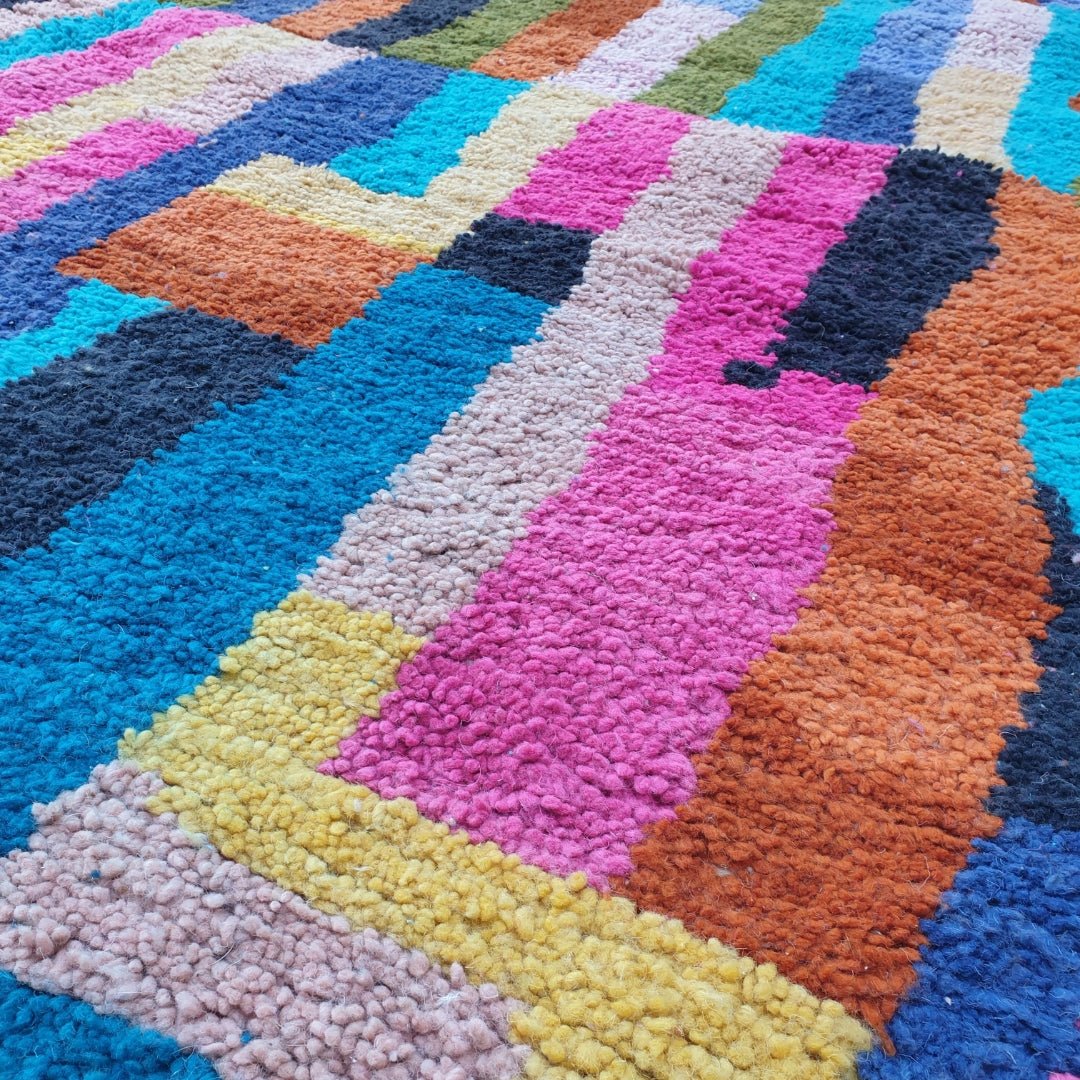 Natia - MOROCCAN RUG BOUJAD | Moroccan Berber Rug | Colorful Rug Moroccan Carpet | Authentic Handmade Berber Bedroom Rugs | 9'28x7'05 Ft | 283x215 cm - OunizZ