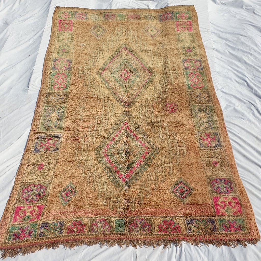 RAWAA | 10'3x6'1 Ft | 3,15x1,86 m | Moroccan VINTAGE Colorful Rug | 100% wool handmade - OunizZ