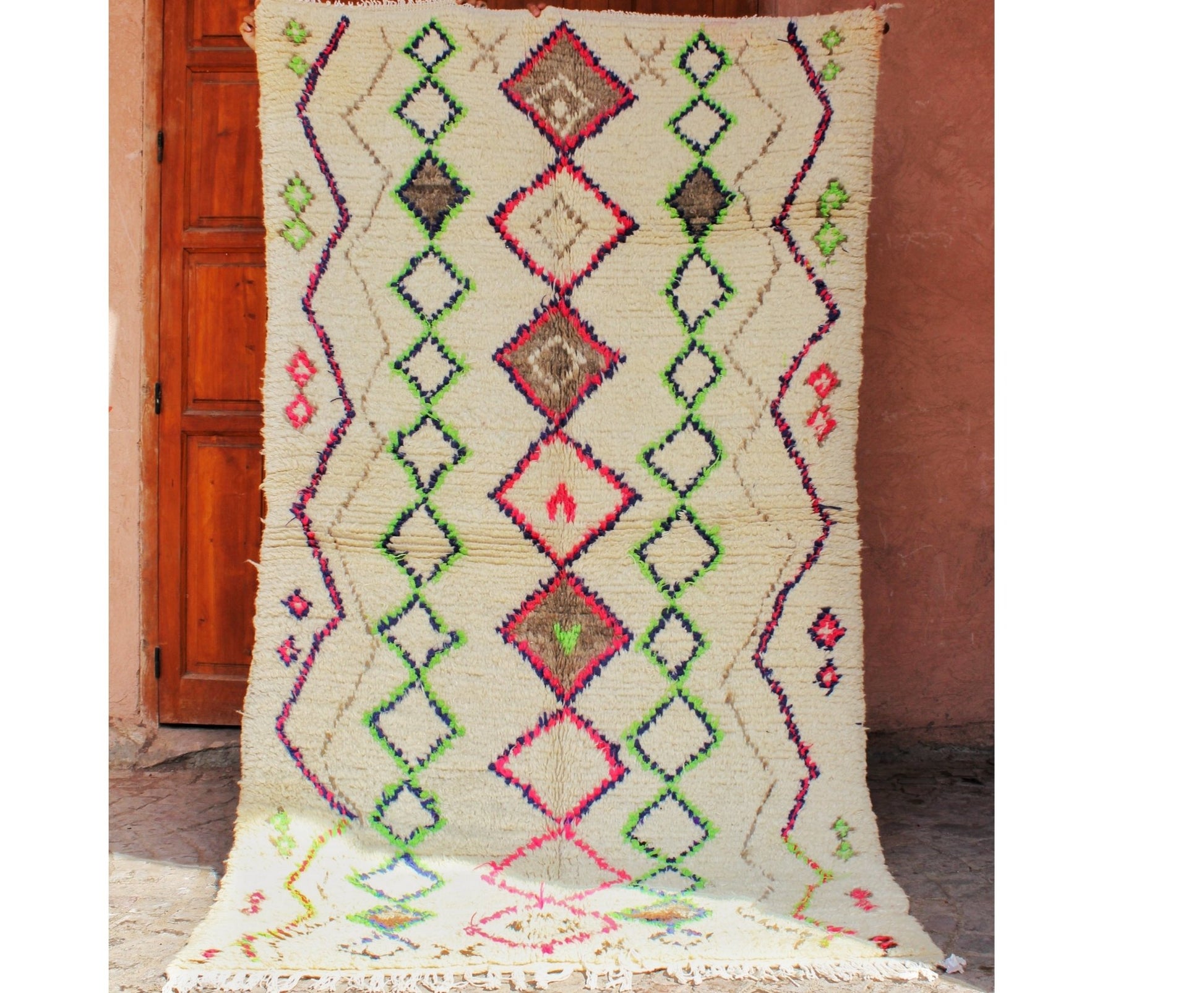 TITRIT | BENI OUARAIN White Rug | 100% wool handmade in Morocco - OunizZ